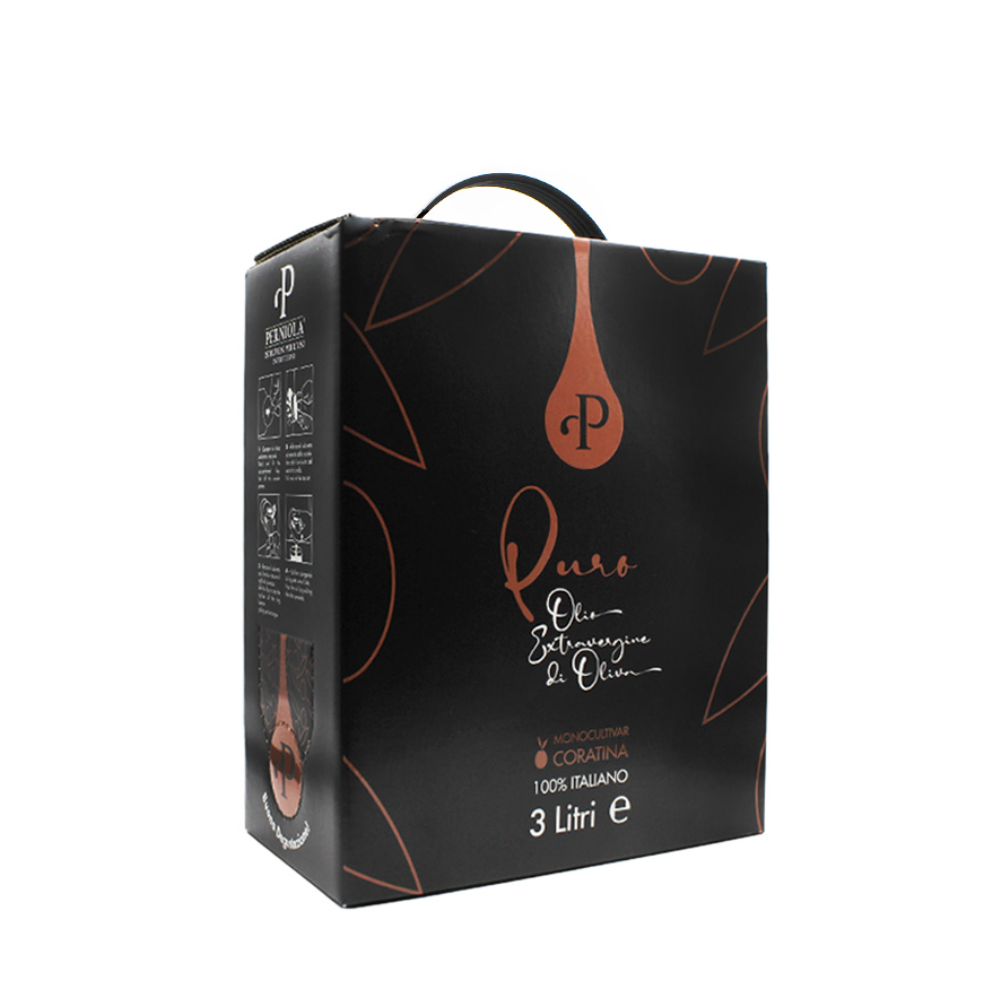 Bag in Box di Olio Extra Vergine di Oliva Monocultivar Coratina da 3 Litri o 5 Litri