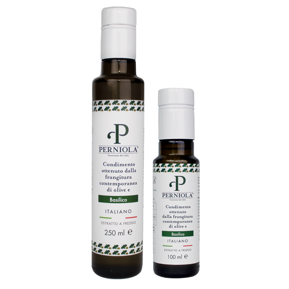 Olio Aromatizzato al Basilico in Bottiglie di Vetro da 100ml o 250ml