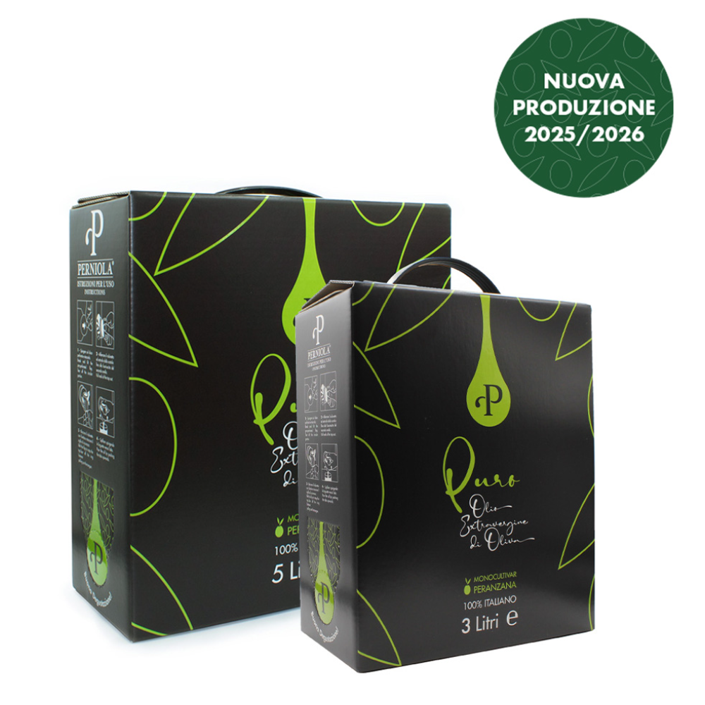 Bag in Box di Olio Extra Vergine di Oliva Monocultivar Peranzana da 3 Litri o 5 Litri
