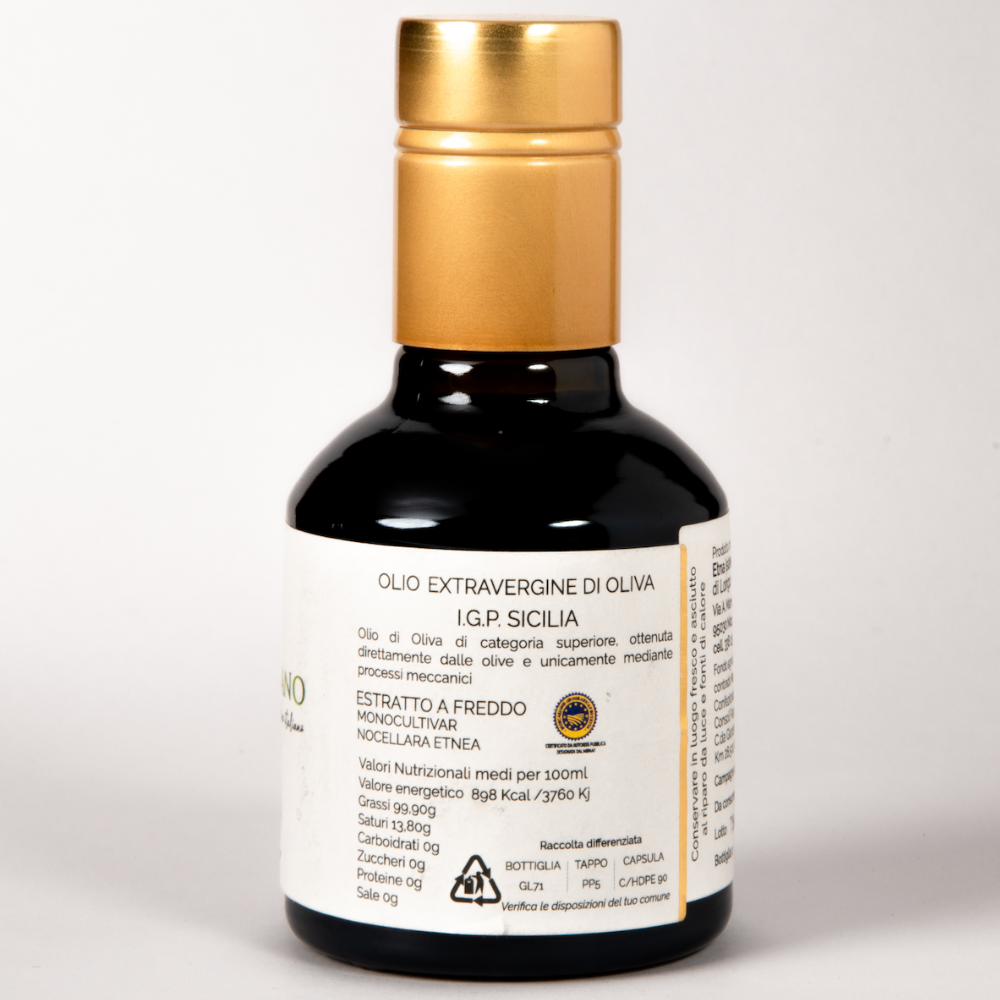 Olio Extra Vergine di Oliva I.G.P. Sicilia Monocultivar Nocellara dell'Etna Estratto a Freddo - 10cl