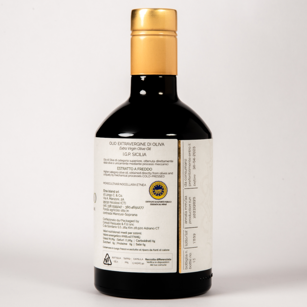 Olio Extra Vergine di Oliva I.G.P. Sicilia Monocultivar Nocellara dell'Etna Estratto a Freddo - 50cl