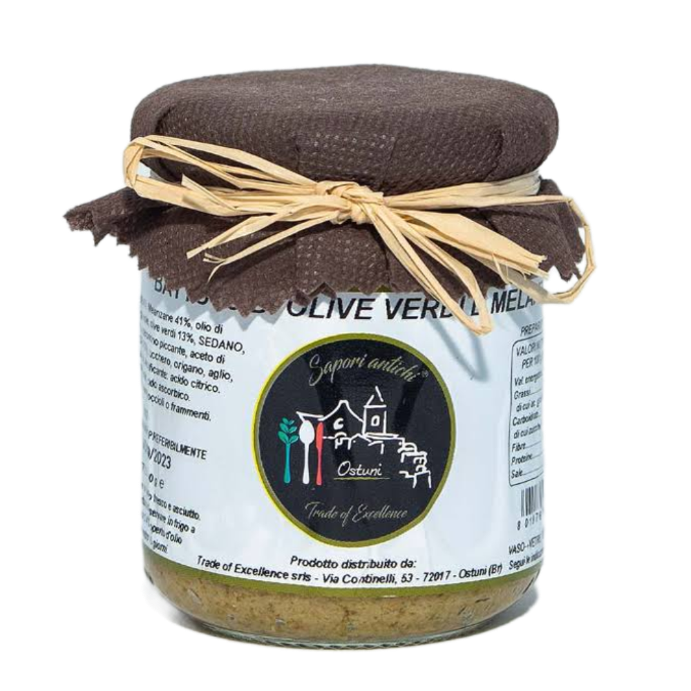 1,5 Kg di Battuto di Olive Verdi e Melanzane - 8 Pezzi da 190g