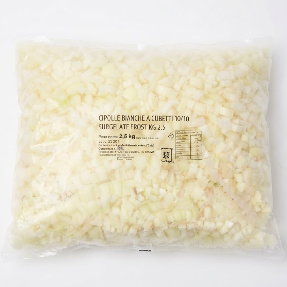 Cipolla Bianca a Cubetti Surgelata Ideale per la Ristorazione - 2.5Kg