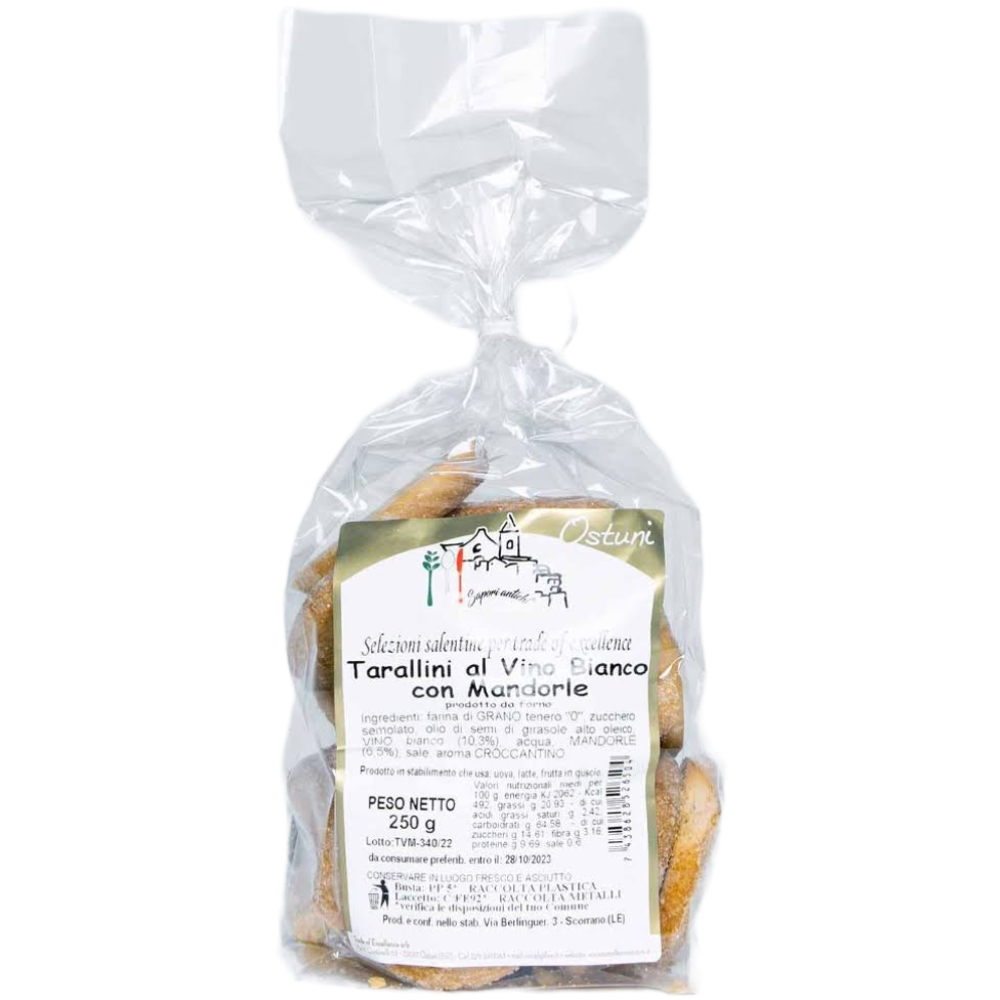 5Kg di Taralli al Vino Bianco e Mandorle - 20 Pezzi da 250g