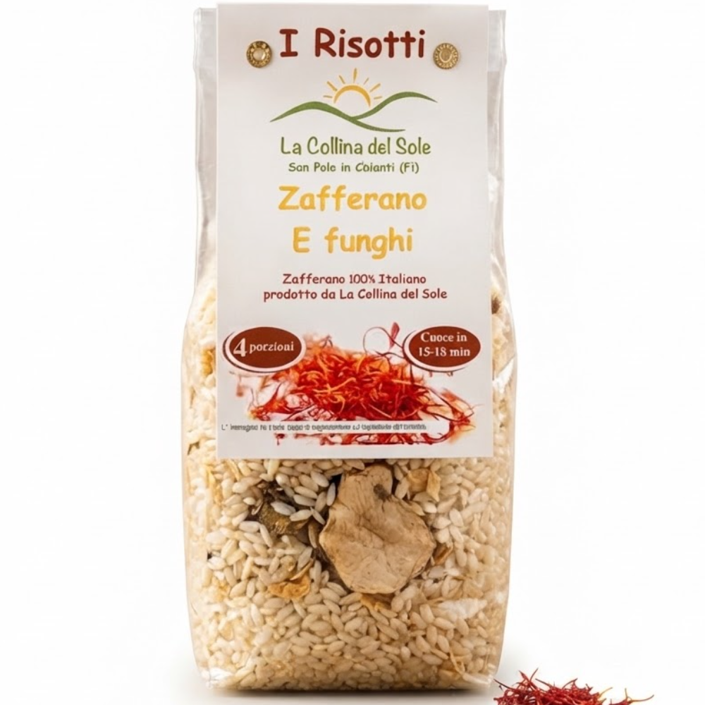Riso Carnaroli con Funghi Porcini, Cipolla, Curcuma e Zafferano in Stimmi - 300g
