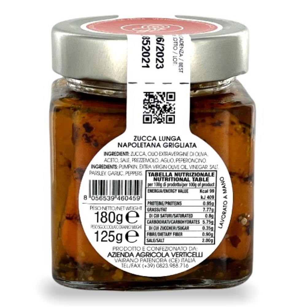 Zucca Lunga Napoletana Grigliata in Olio EVO - 180g, 580g o 1,7Kg