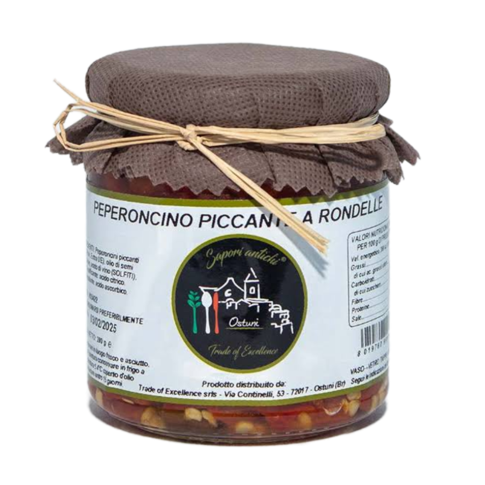 2Kg di Peperoncino Piccante a Rondelle Sott'Olio - 8 Pezzi da 280g