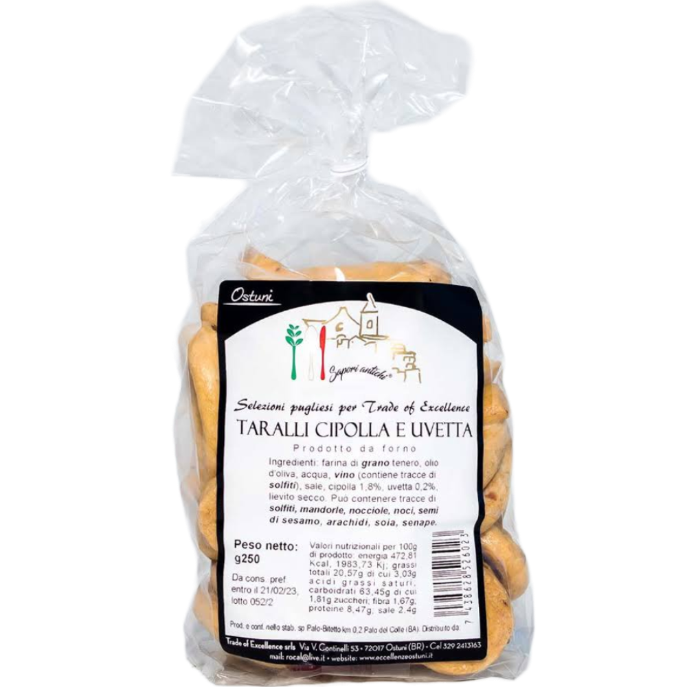 5kg di Taralli Pugliesi Cipolla e Uvetta - 20 Pezzi da 250g