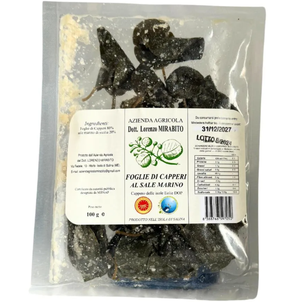 Foglie di Cappero di Salina (Isole Eolie DOP) al Sale Marino - 100g