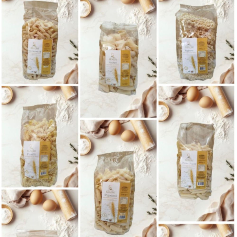 9Kg o 18Kg di Pasta Mista di Grano Duro Siciliano Trafilata al Bronzo a Lenta Essiccazione: Maccheroncelli, Paccheri, Reginette, Reginette Integrali, Penne rigate, Penne Rigate Integrali, Rigatoni, Rigatoni Integrali, Fusilli