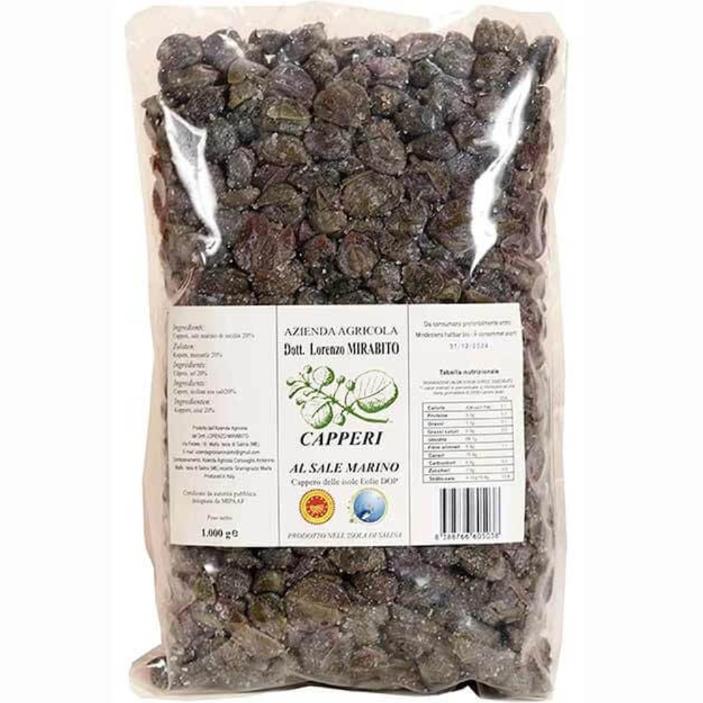 Capperi di Salina (Isole Eolie DOP) al Sale Marino - 125g, 250g, 500g o 1kg
