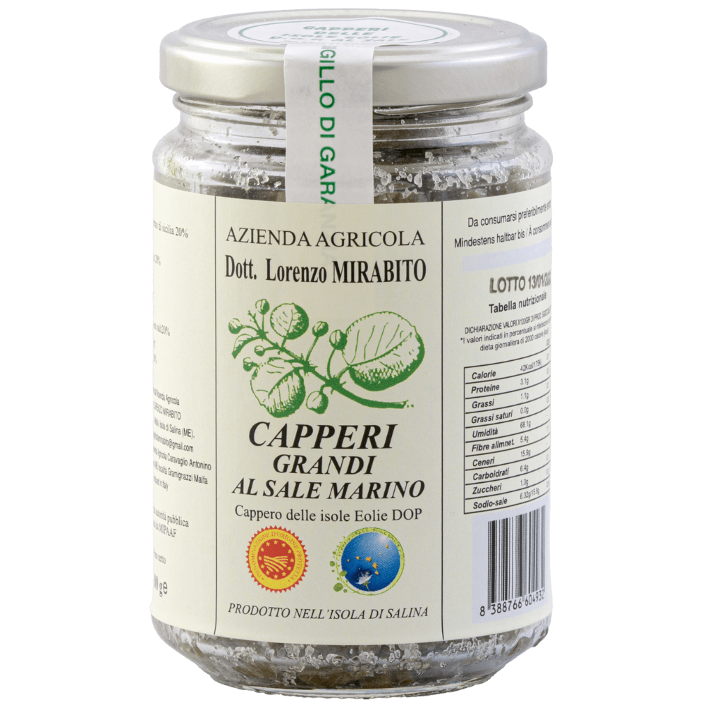 Capperi Grandi di Salina (Isole Eolie DOP) al Sale Marino - 200g