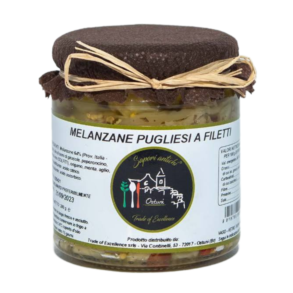 2Kg di Melanzane a Filetti Sott'Olio - 8 Pezzi da 280g