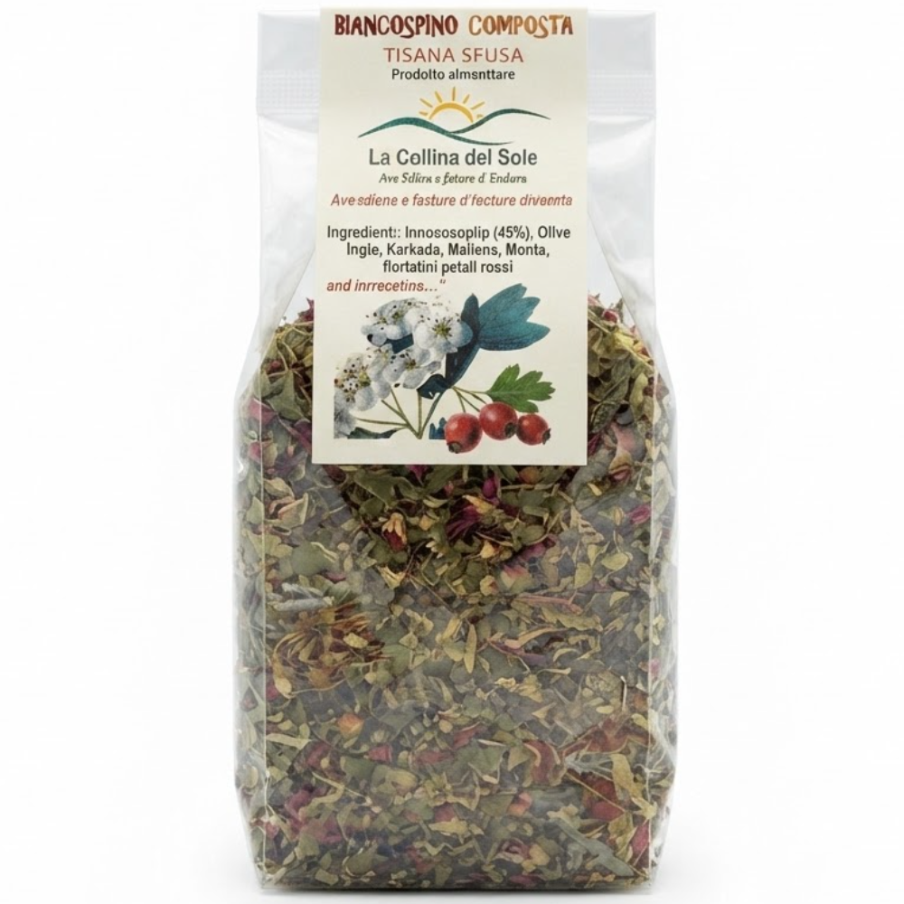Tisana di Biancospino, Foglie di Olivo, Karkadè, Melissa, Menta e Fiordaliso - 100g