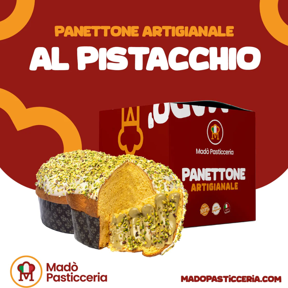 Panettone Artigianale al Pistacchio + Sac à Poche con Crema al Pistacchio da 200g