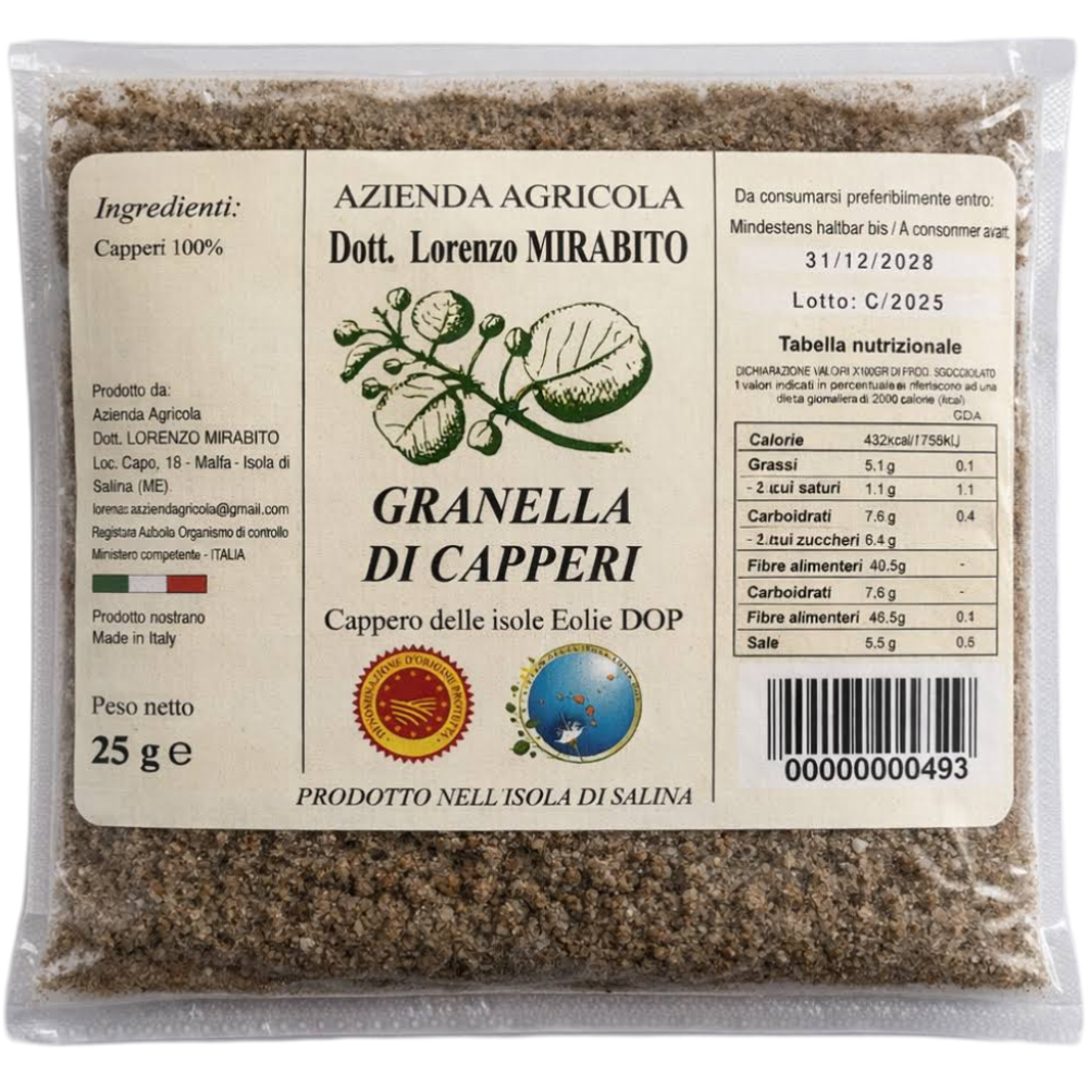 Granella di Capperi di Salina (Isole Eolie DOP) al Sale Marino - 25g