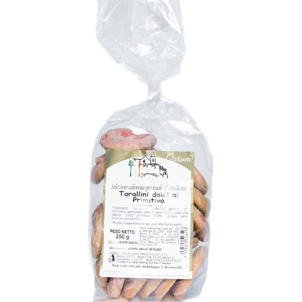 5Kg di Taralli Dolci al Vino Primitivo - 20 Pezzi da 250g