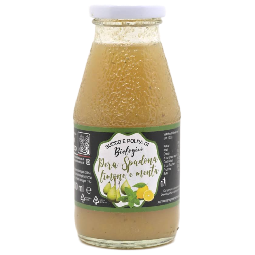 Succo e Polpa di Pera Spadona, Limone e Menta Biologico - 25cl o 50cl