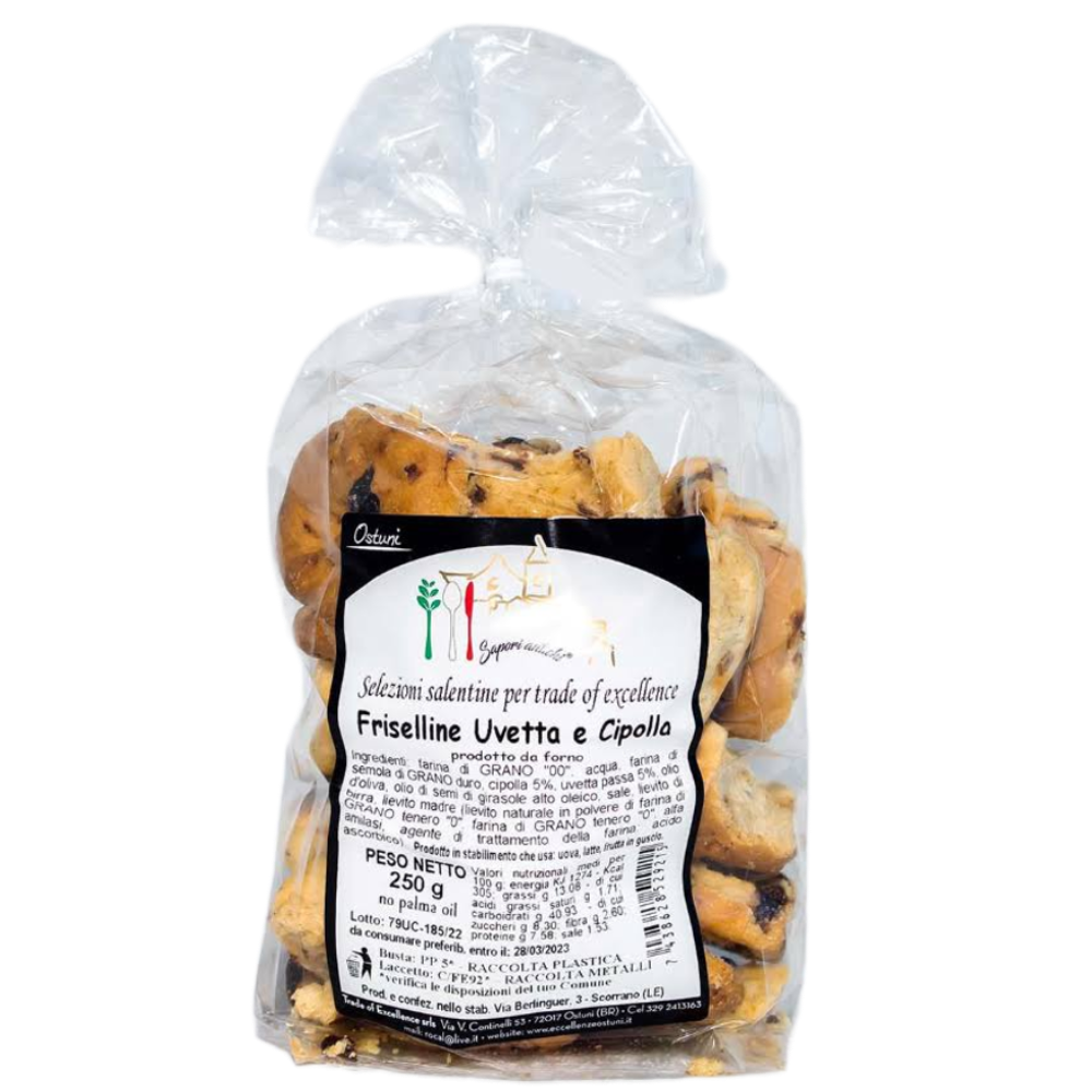 5Kg di Friselline Pugliesi Cipolla e Uvetta - 20 Pezzi da 250g