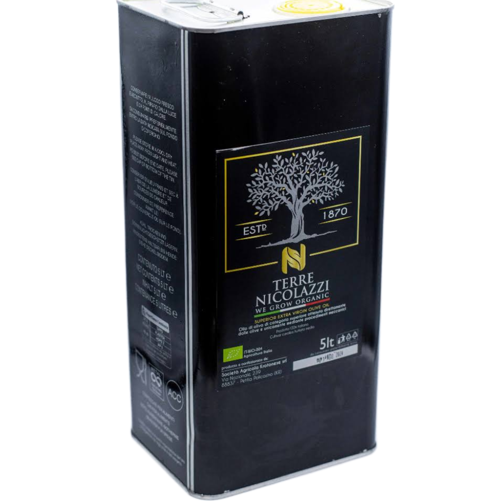 Olio Extravergine di Oliva Carolea Calabrese Biologico - 5 Litri
