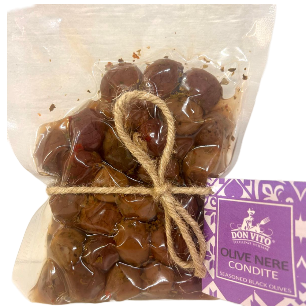 Olive Nere Siciliane Nocellara Condite - 250g o 1Kg