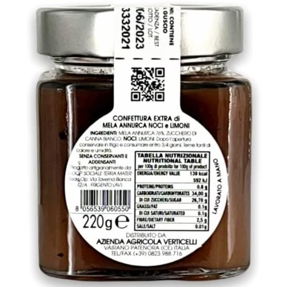 Confettura Extra di Mela Annurca, Noci e Limone - 220g
