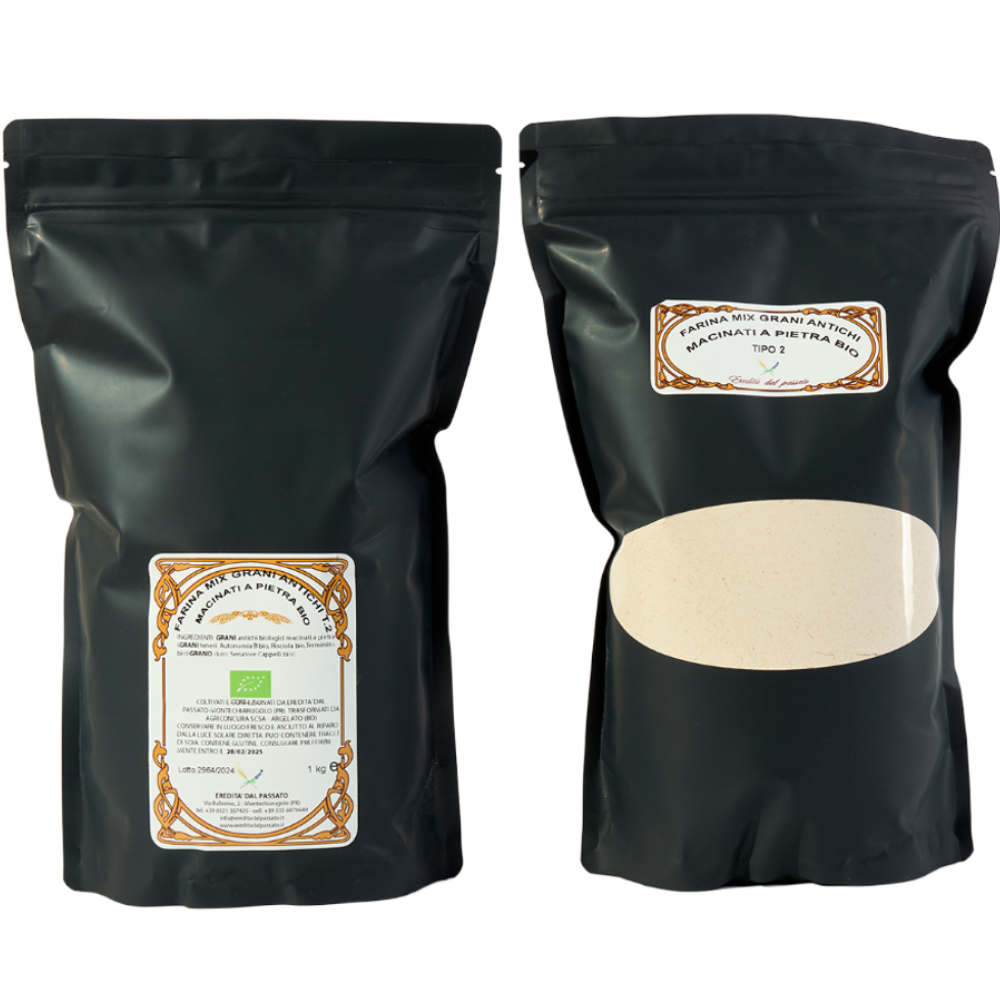 Mix Farina di Grani Antichi Tipo 2 BIO (Autonomia B, Risciola, Terminillo e Senatore Cappelli) - 1Kg 