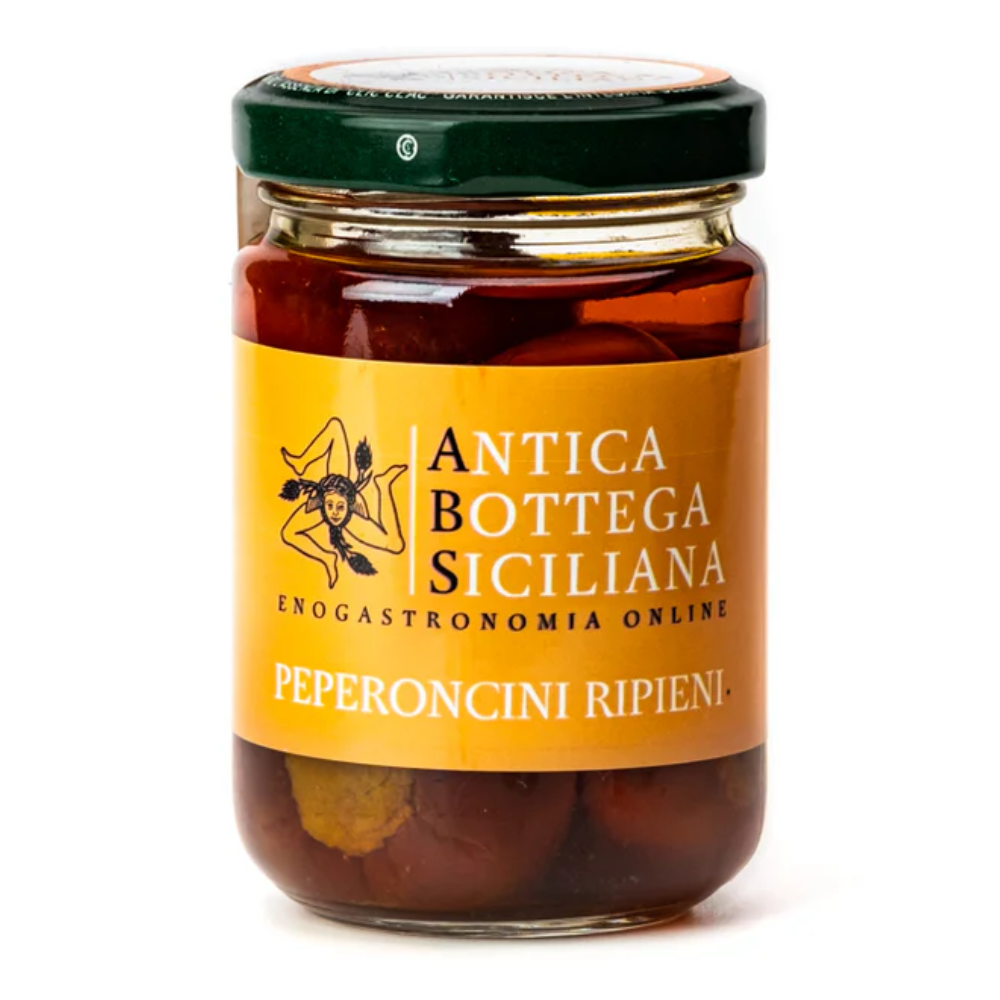 Peperoncini Rossi Siciliani Ripieni con Tonno, Acciughe e Capperi - 140g