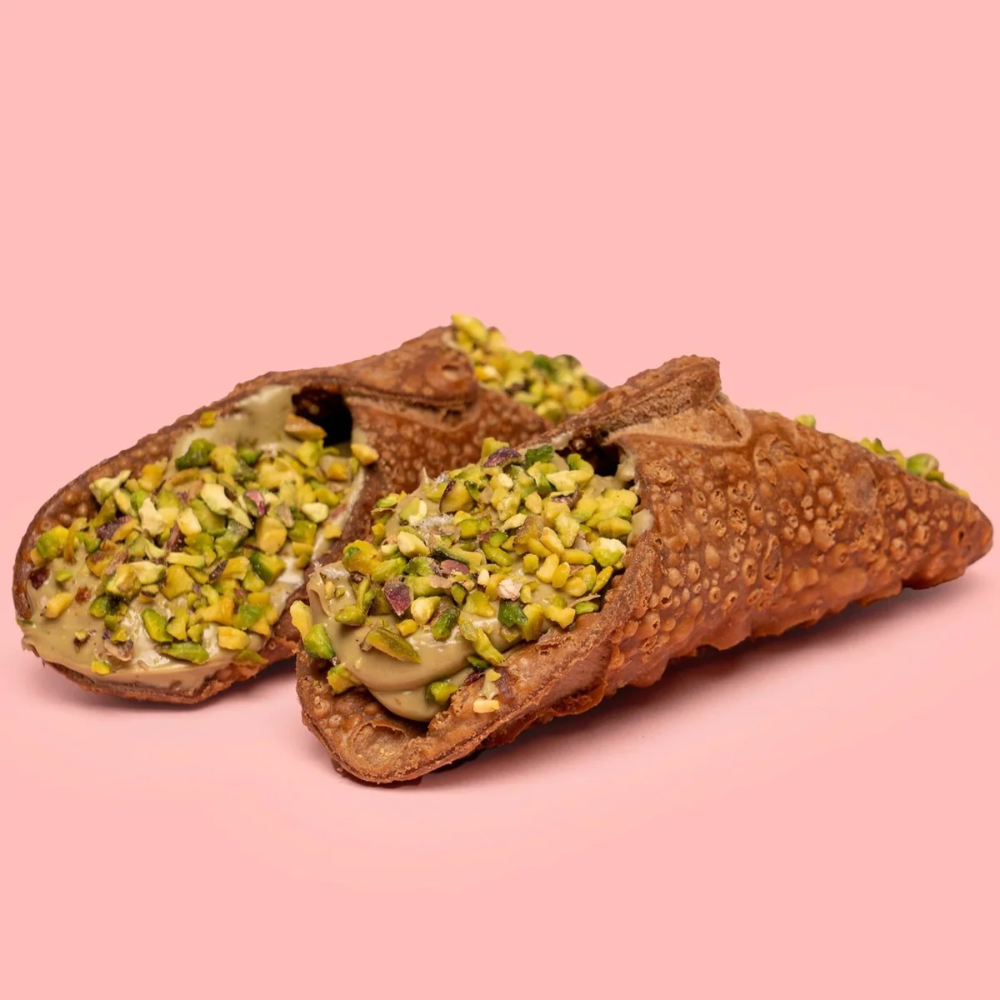 Kit 5 Cannoli Siciliani Grandi + 2 Confezioni di Crema Spalmabile al Pistacchio e Granella di Pistacchio