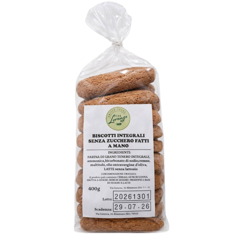 Biscotti Integrali Senza Zucchero Fatti a Mano - 400g