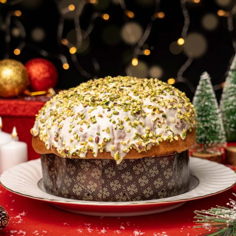 Panettone Artigianale al Pistacchio + Sac à Poche con Crema al Pistacchio da 200g