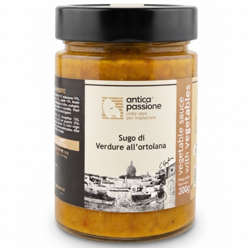 Sugo di Verdure all'Ortolana con Pomodorini, Zucchine, Melanzane, Peperoni Gialli, Peperoni Rossi, Patate e Scalogno - 300g