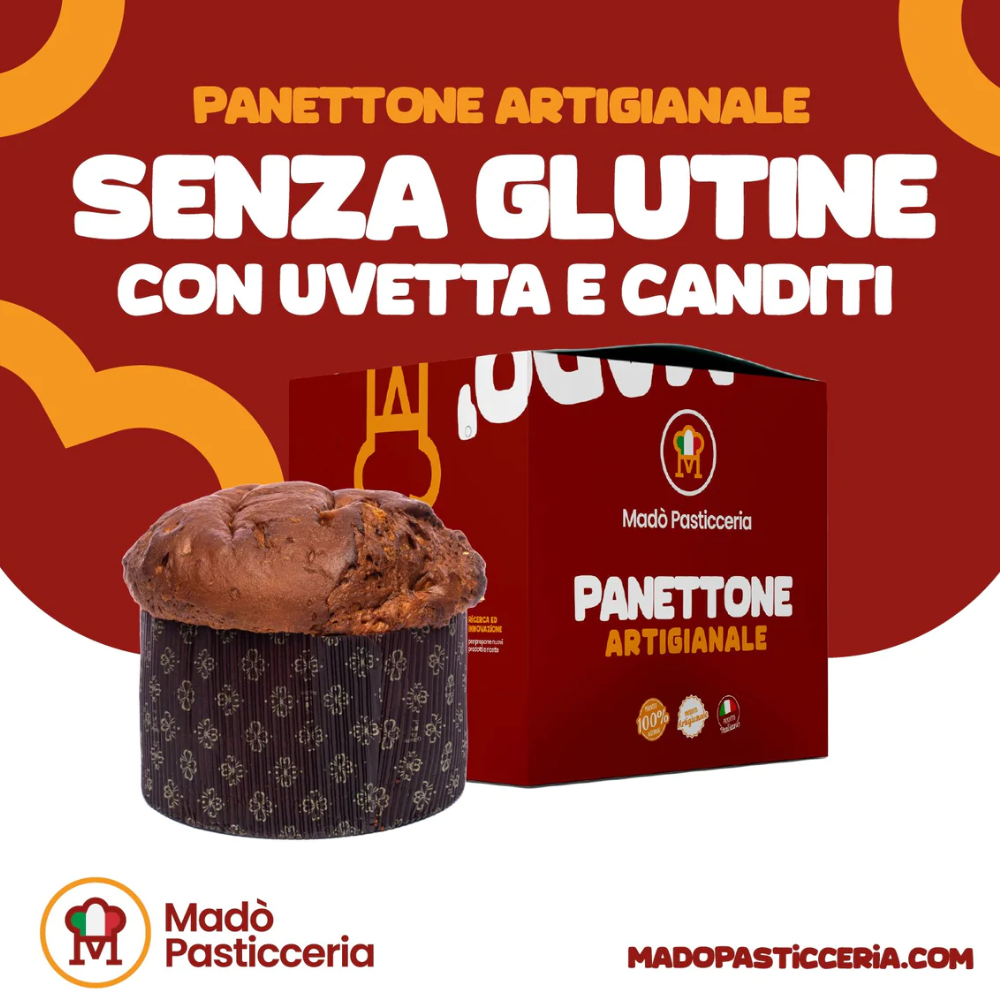 Panettone Artigianale Classico Milanese SENZA GLUTINE con Uvetta e Canditi
