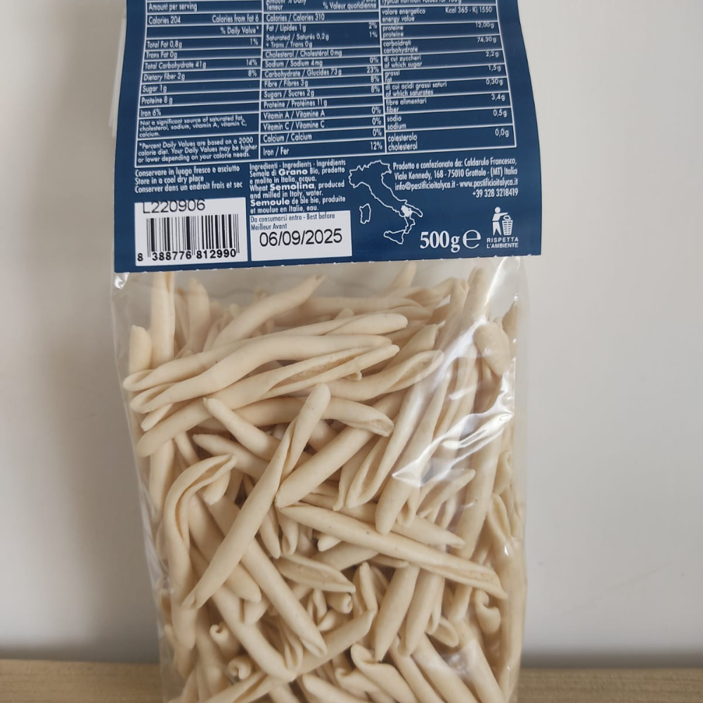 Pasta Fusilli Calabresi Artigianali Biologici Certificati 100% Italia