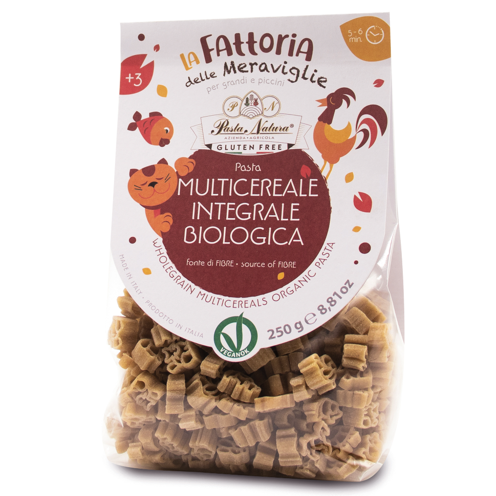 Pasta per Bambini a forma di Animaletti ai Multi Cereali Integrale Bio - Gluten Free e Vegan