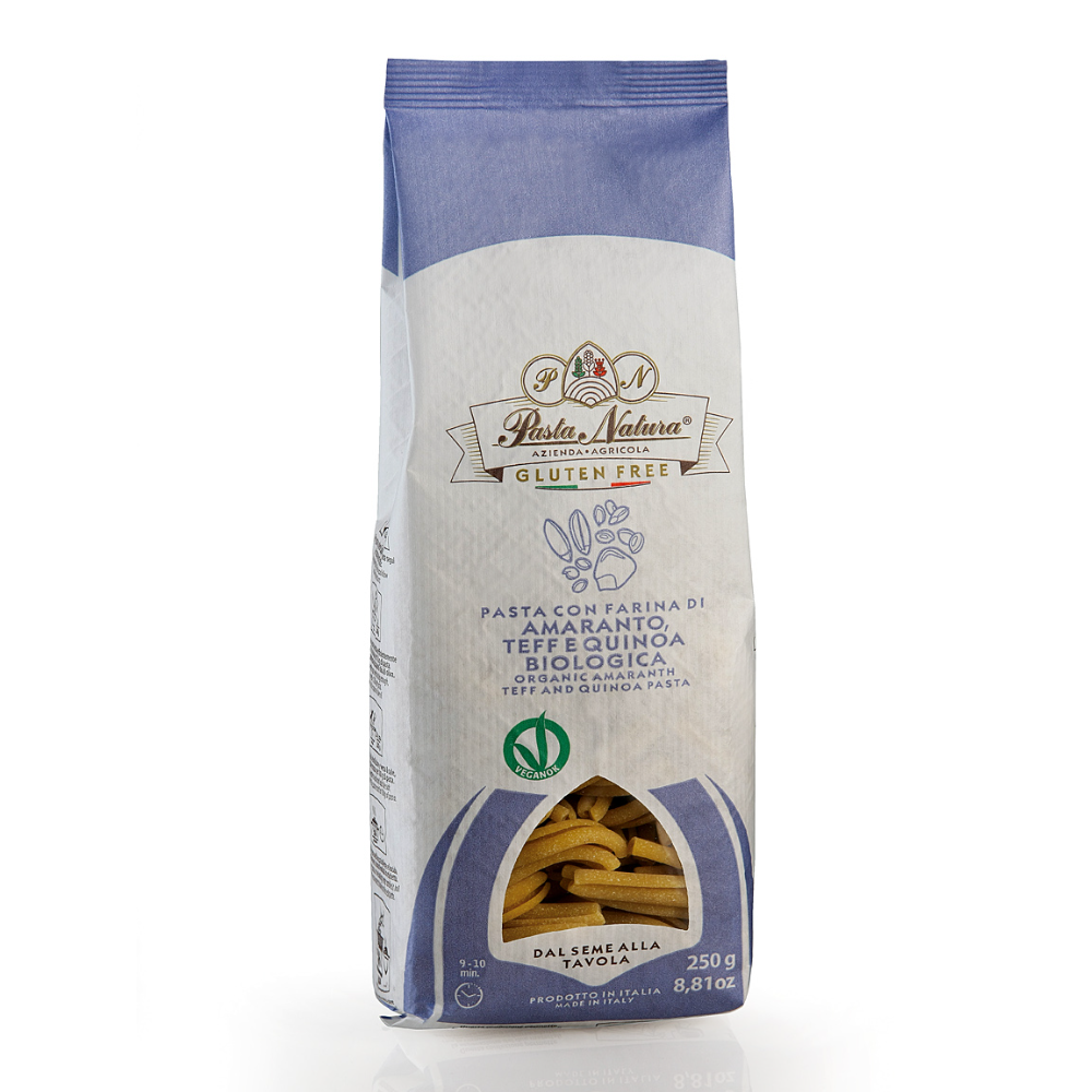 Pasta Caserecce con Farina di Amaranto, Teffe e Quinoa Bio - Gluten Free e Vegan Trafilata al Bronzo