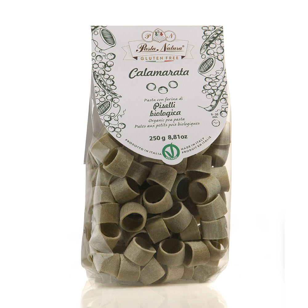 Calamarata di Piselli Verdi & Riso Integrale Bio - Gluten Free e Vegan Trafilata al Bronzo