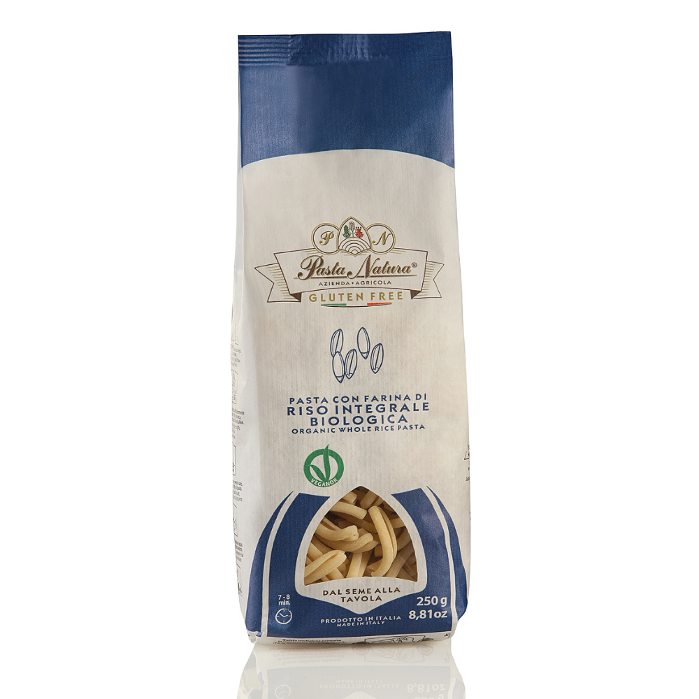Pasta Caserecce di Riso Integrale Bio - Gluten Free e Vegan Trafilata al Bronzo