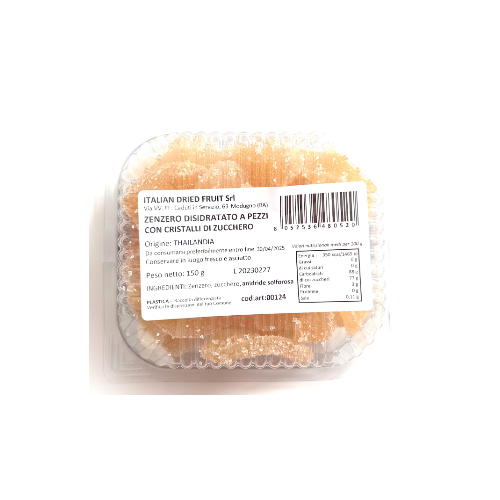Zenzero Disidratato con Cristalli di Zucchero - 10 vaschette da 150g