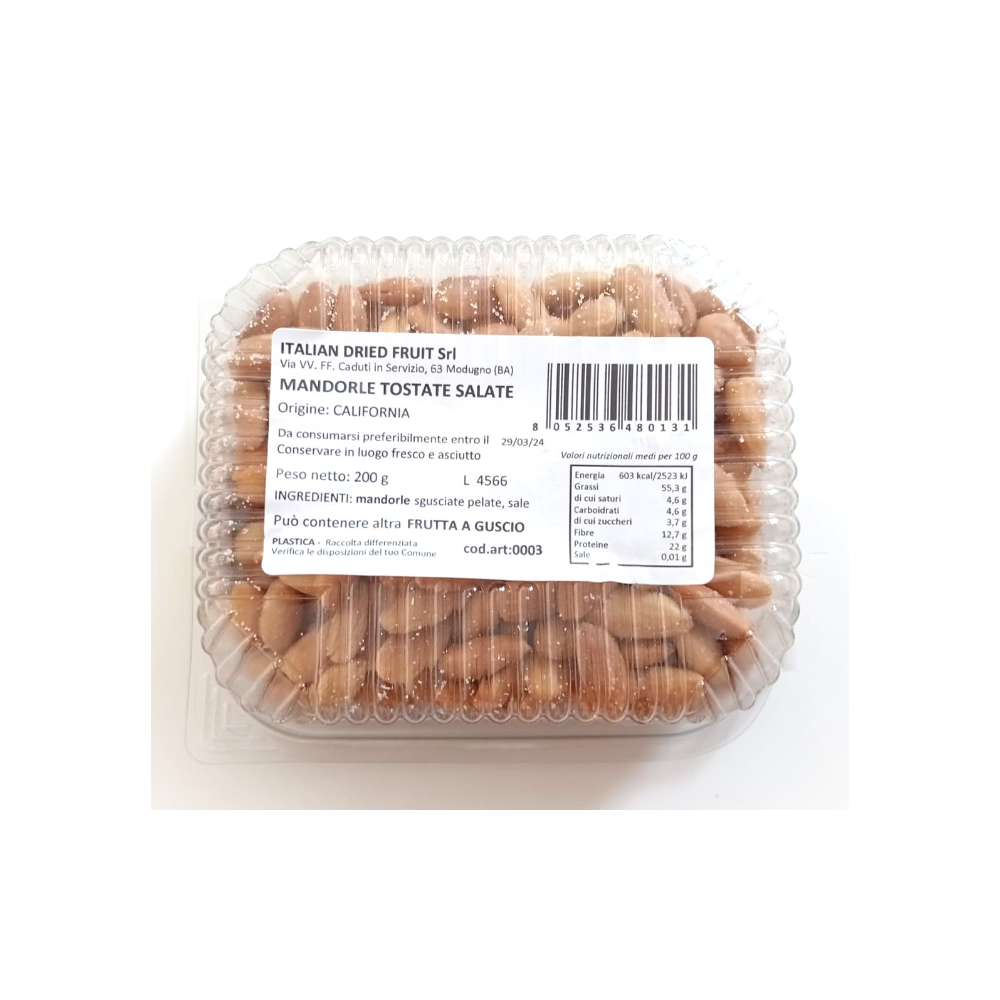 Mandorle Pelate Tostate Salate - 10 vaschette da 200g