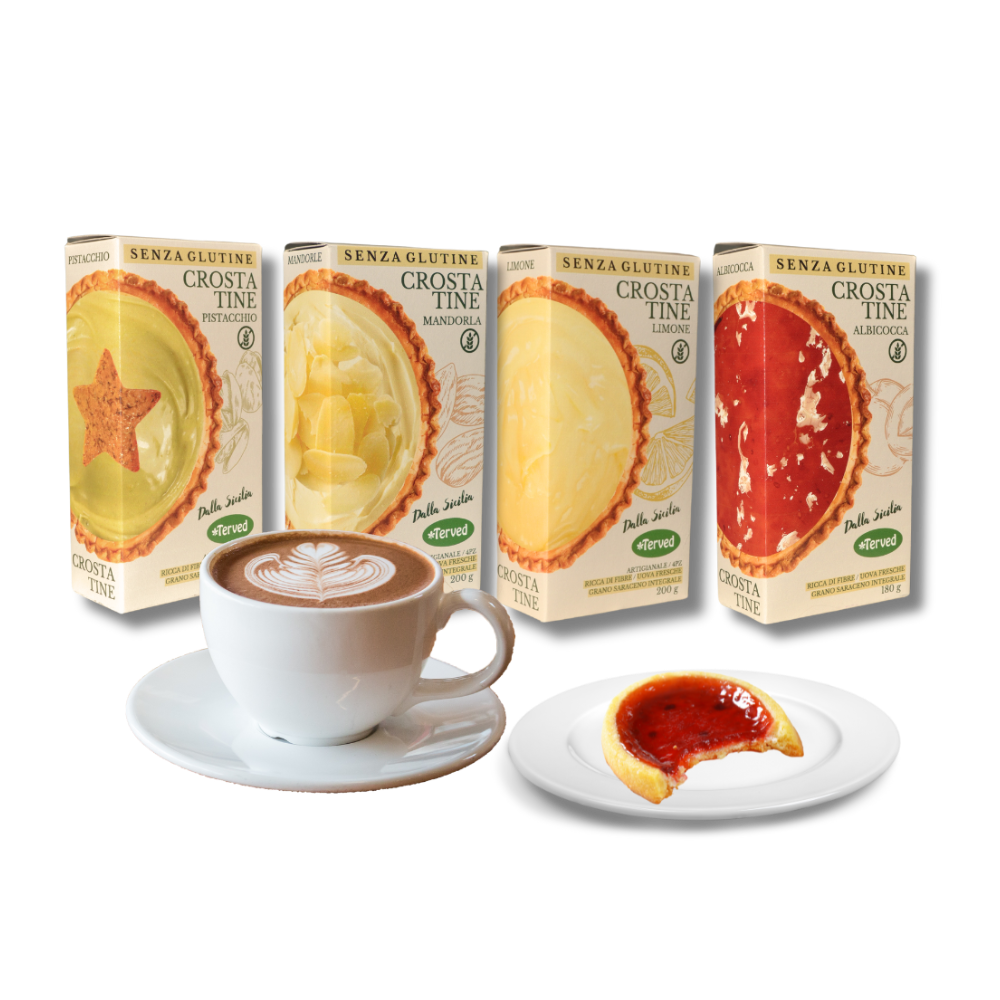 Mix Crostatine Siciliane Senza Glutine al Gusto: Albicocca, Pistacchio, Mandorla e Limone