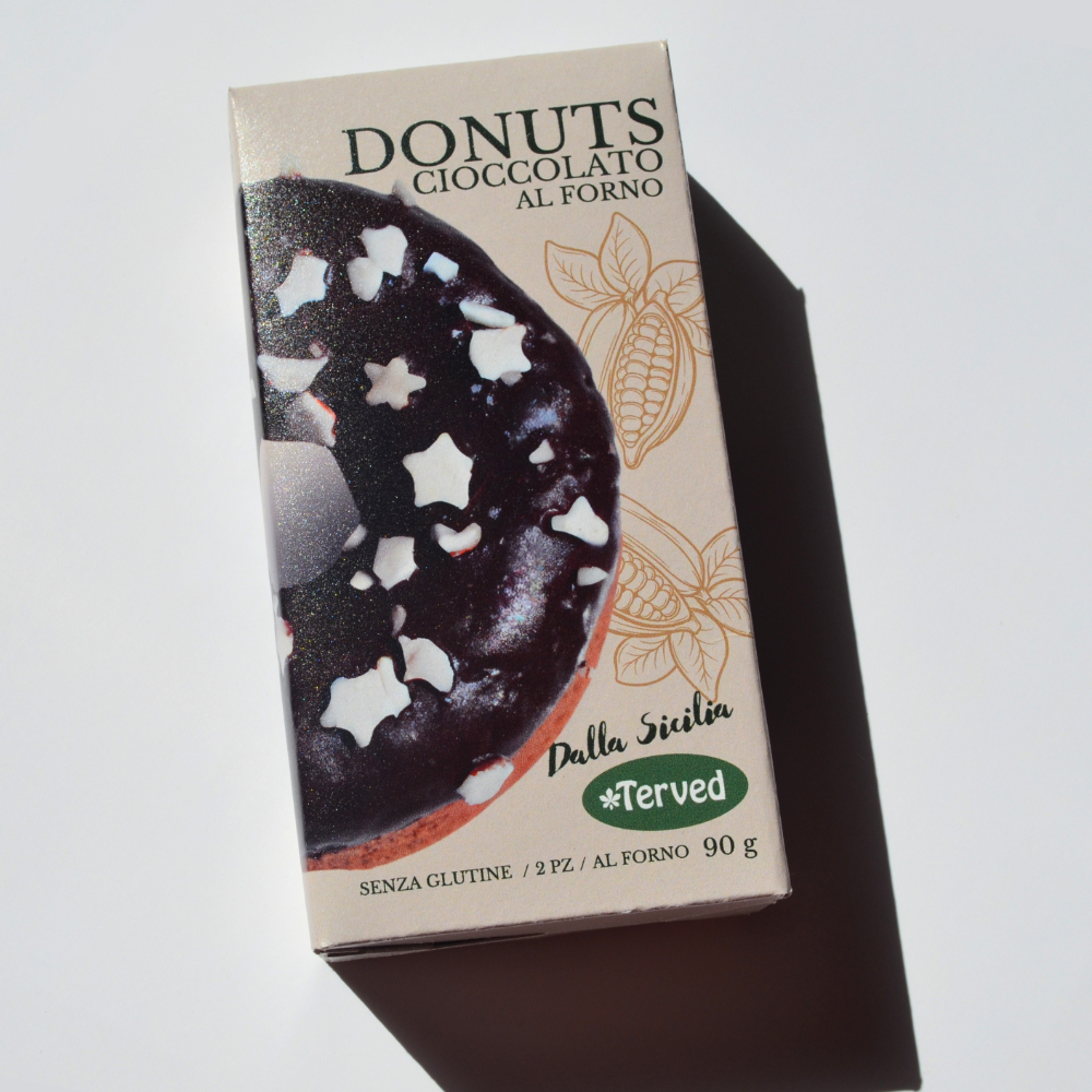 Donut al Forno Ricoperto di Glassa al Cioccolato Senza Glutine e Senza Lattosio - 2 Pezzi da 45g
