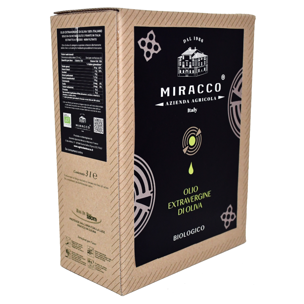 Olio Extravergine di Oliva Biologico Calabrese - Bag in Box da 3 Litri