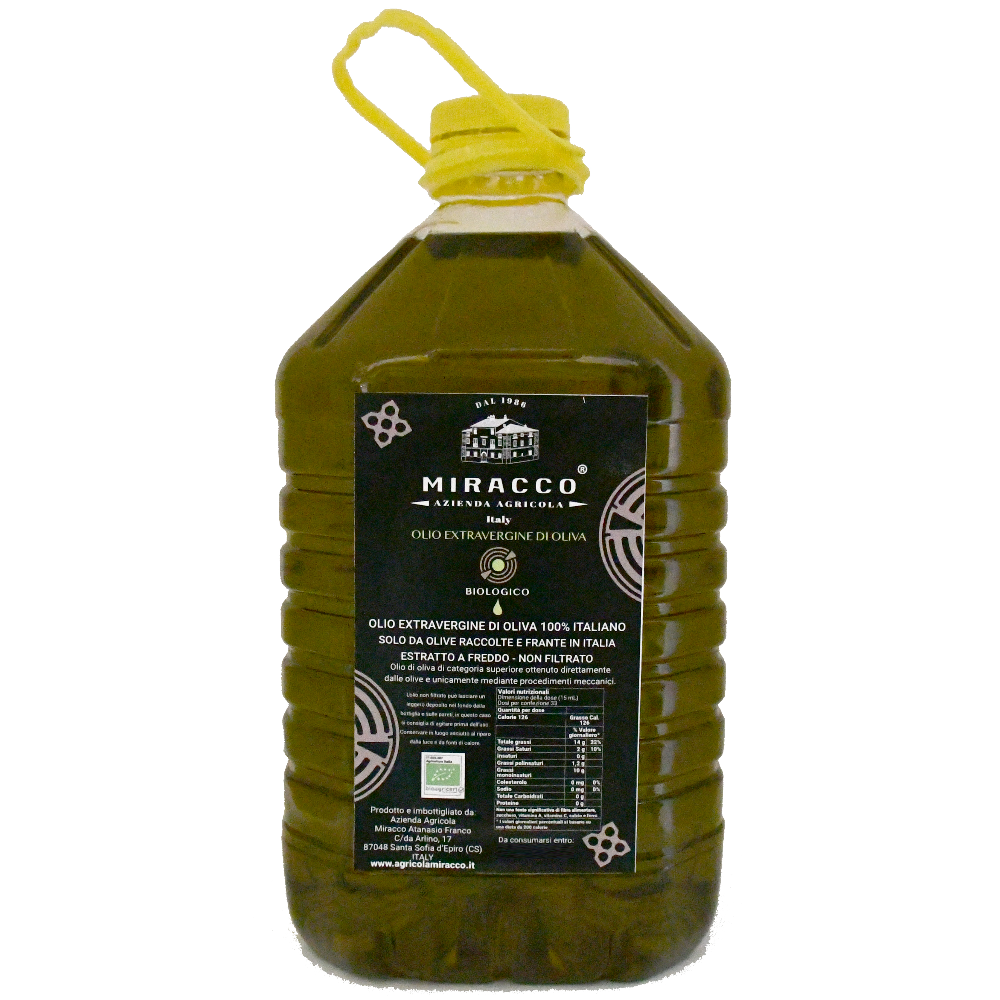Olio Extravergine di Oliva Biologico Calabrese - Pet da 5 Litri