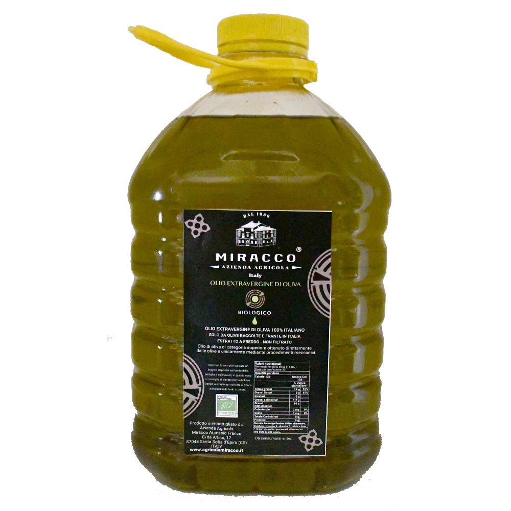 Olio Extravergine di Oliva Biologico Calabrese - Pet da 3 Litri