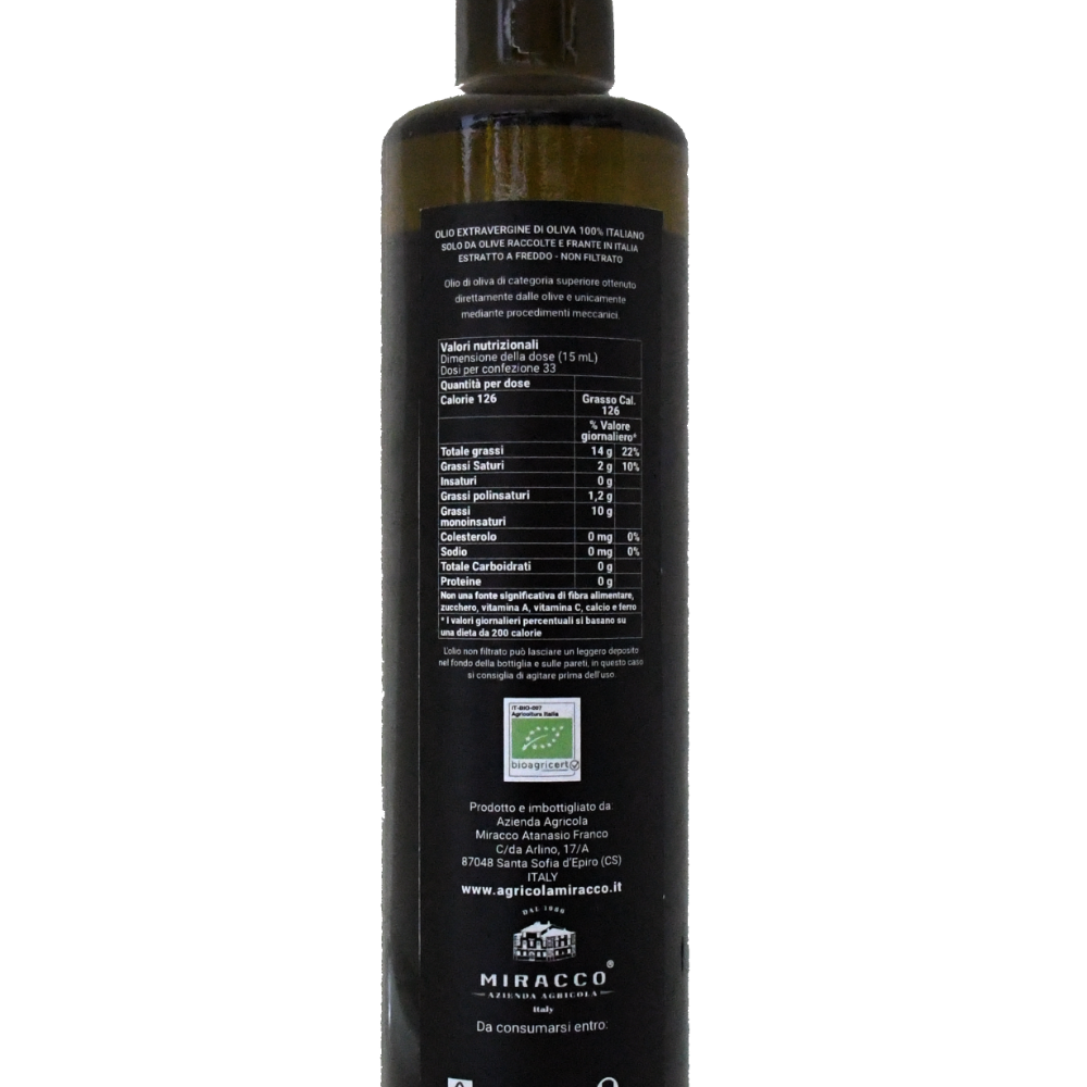 Olio Extravergine di Oliva Biologico Calabrese - Bottiglia da 75 cl