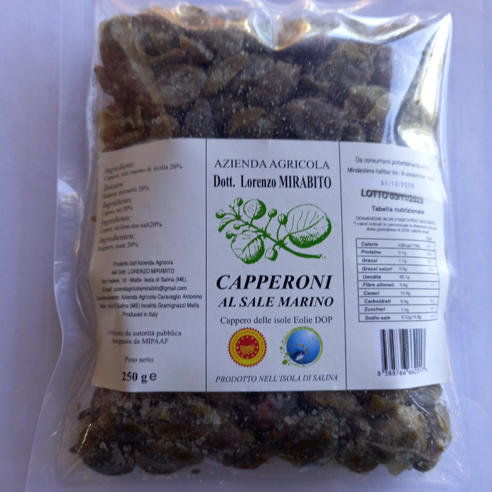 Capperoni delle Isole Eolie DOP al Sale Marino - 250g, 500g o 1kg