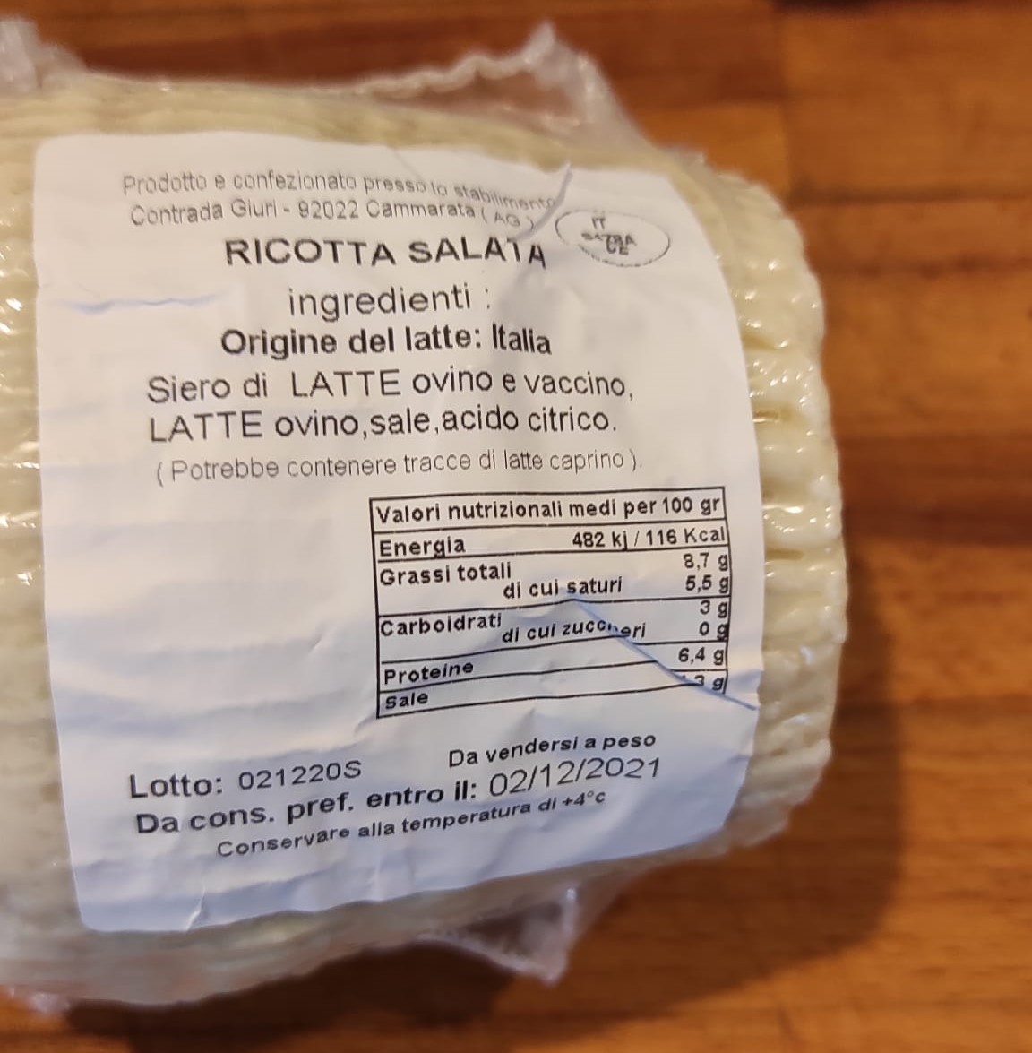 Ricotta Salata Siciliana - 1Kg