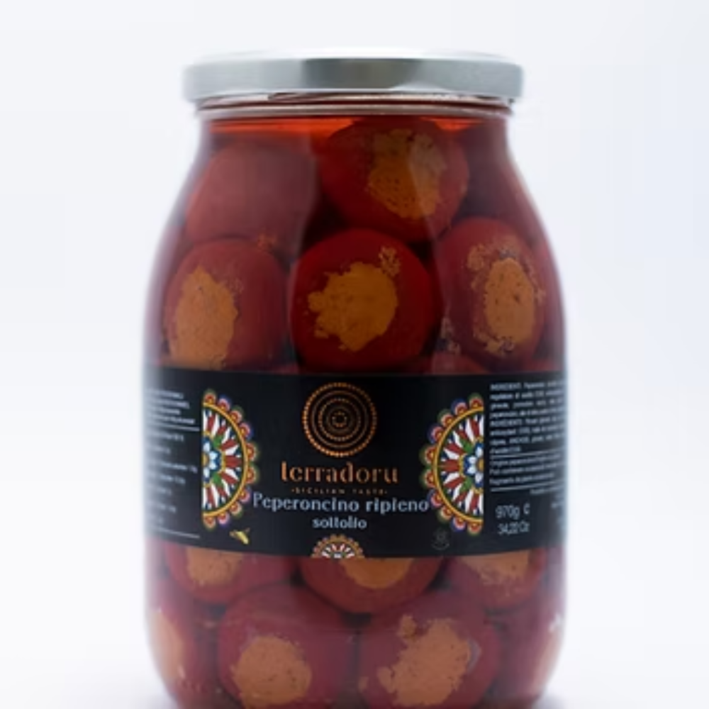 Peperoncini Ripieni di Tonno, Capperi, Olive e Acciughe Sott'Olio - 970g