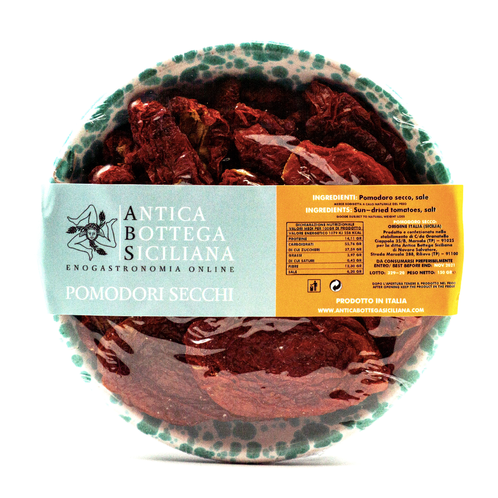 Pomodori Secchi Siciliani + Tipica Coppetta Siciliana in Ceramica - 150g